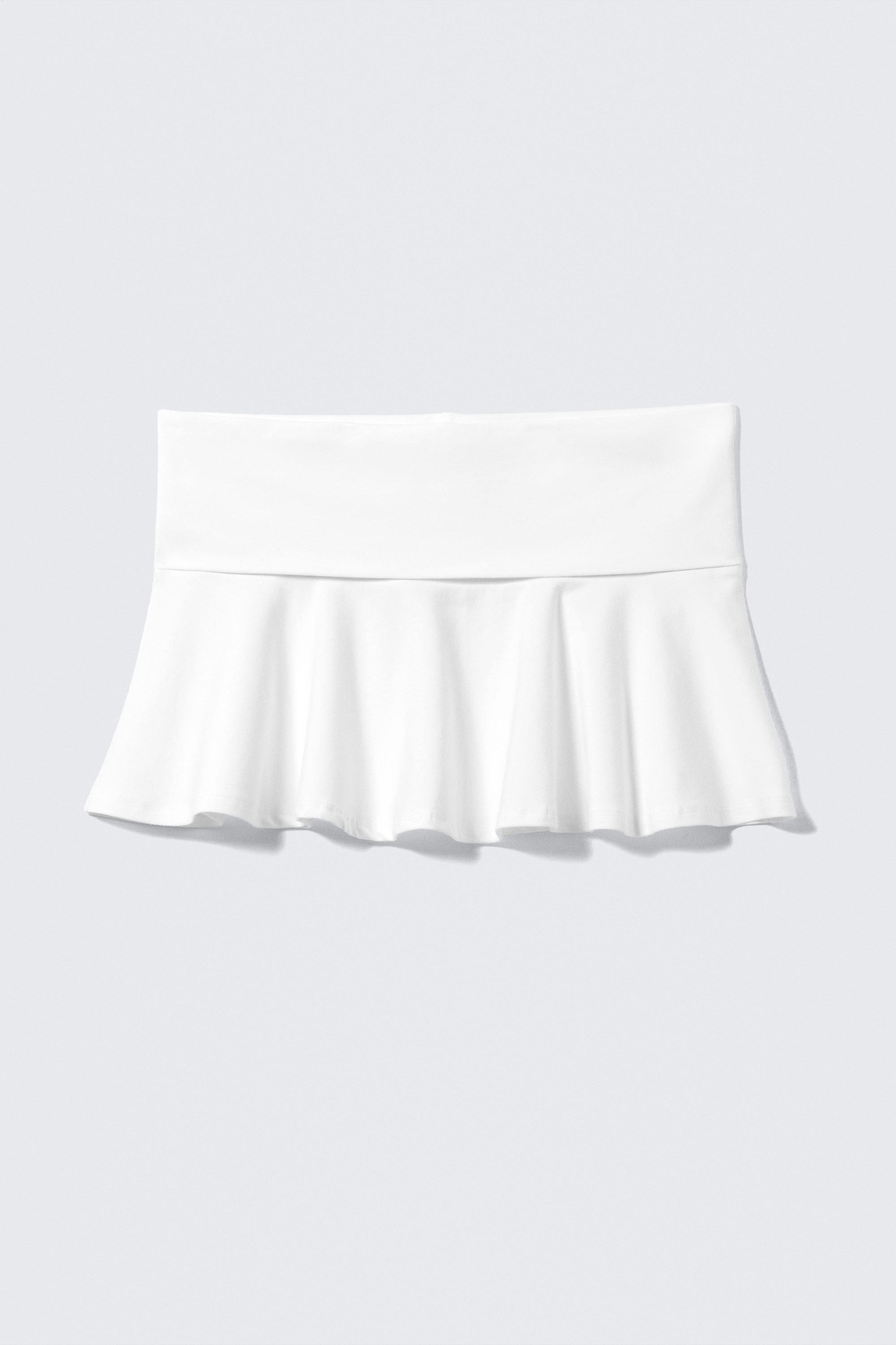 White - Wide Waist Cotton Mini Skirt - 3