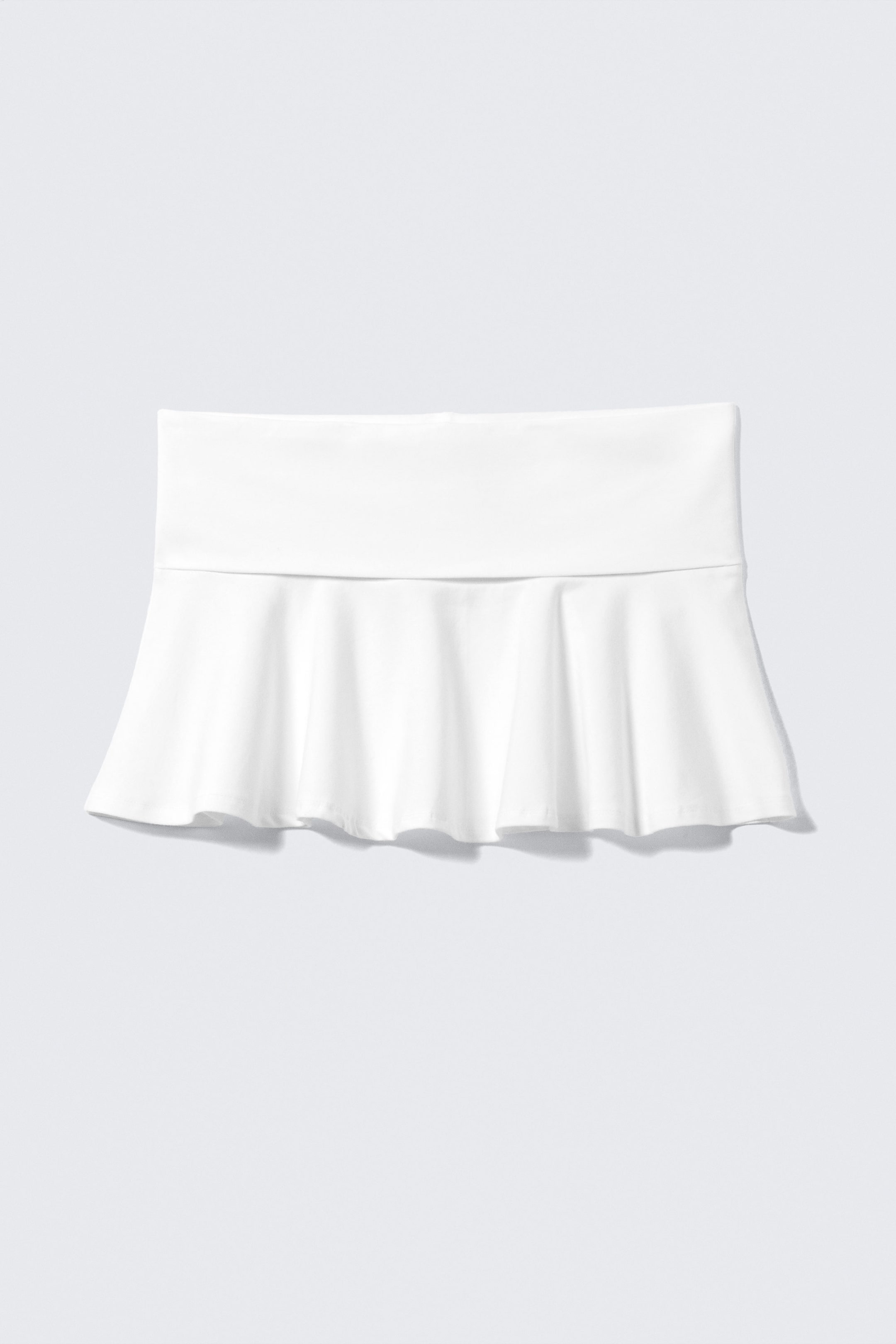 White - Wide Waist Cotton Mini Skirt - 1