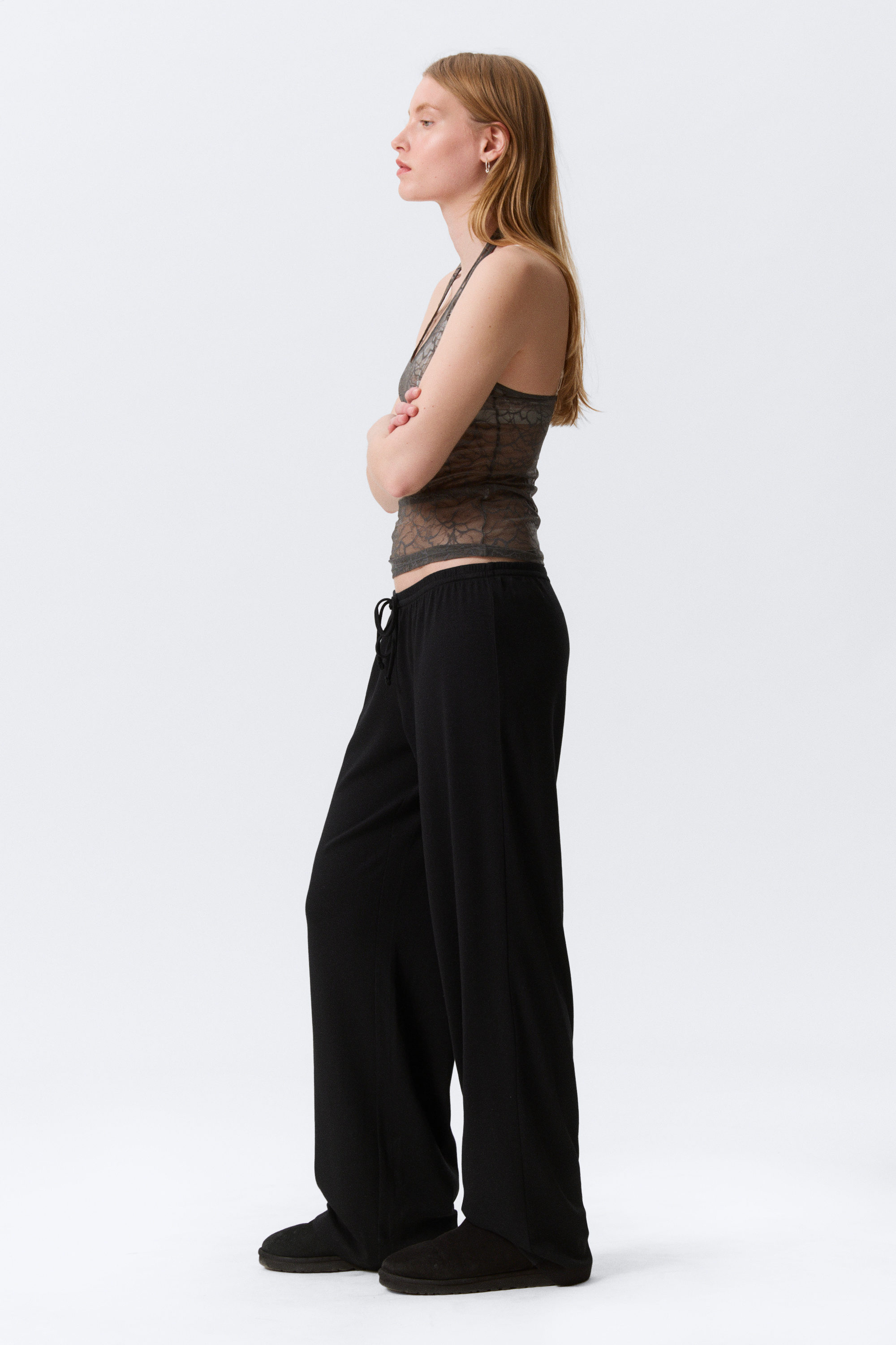 Black - Mid Rise Relaxed Pyjama Trousers - 2