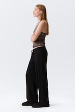 Noir - Pantalon de pyjama décontracté taille mi-haute - 2