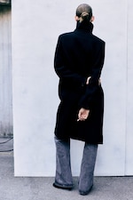 Schwarz - Zweireihiger Car-Coat aus Wollmix - 4
