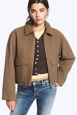 Soft Brown - Cropped Boxy Zip Jacket - 0