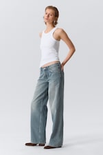 Gloria Blue - Bleu moyen - Jean jambe large taille basse Ample - 2