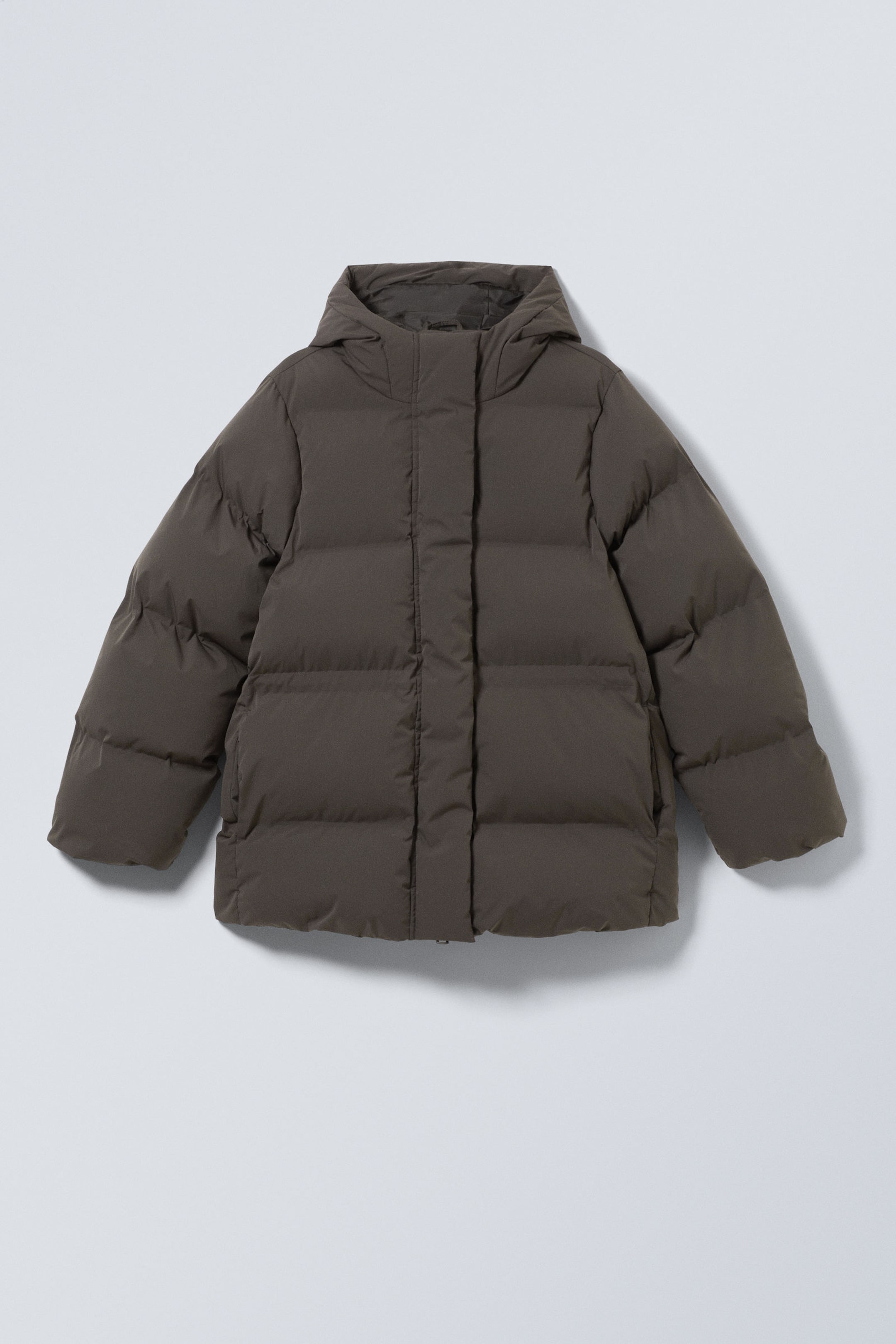 Dark Grey - Waisted Puffer Jacket - 0