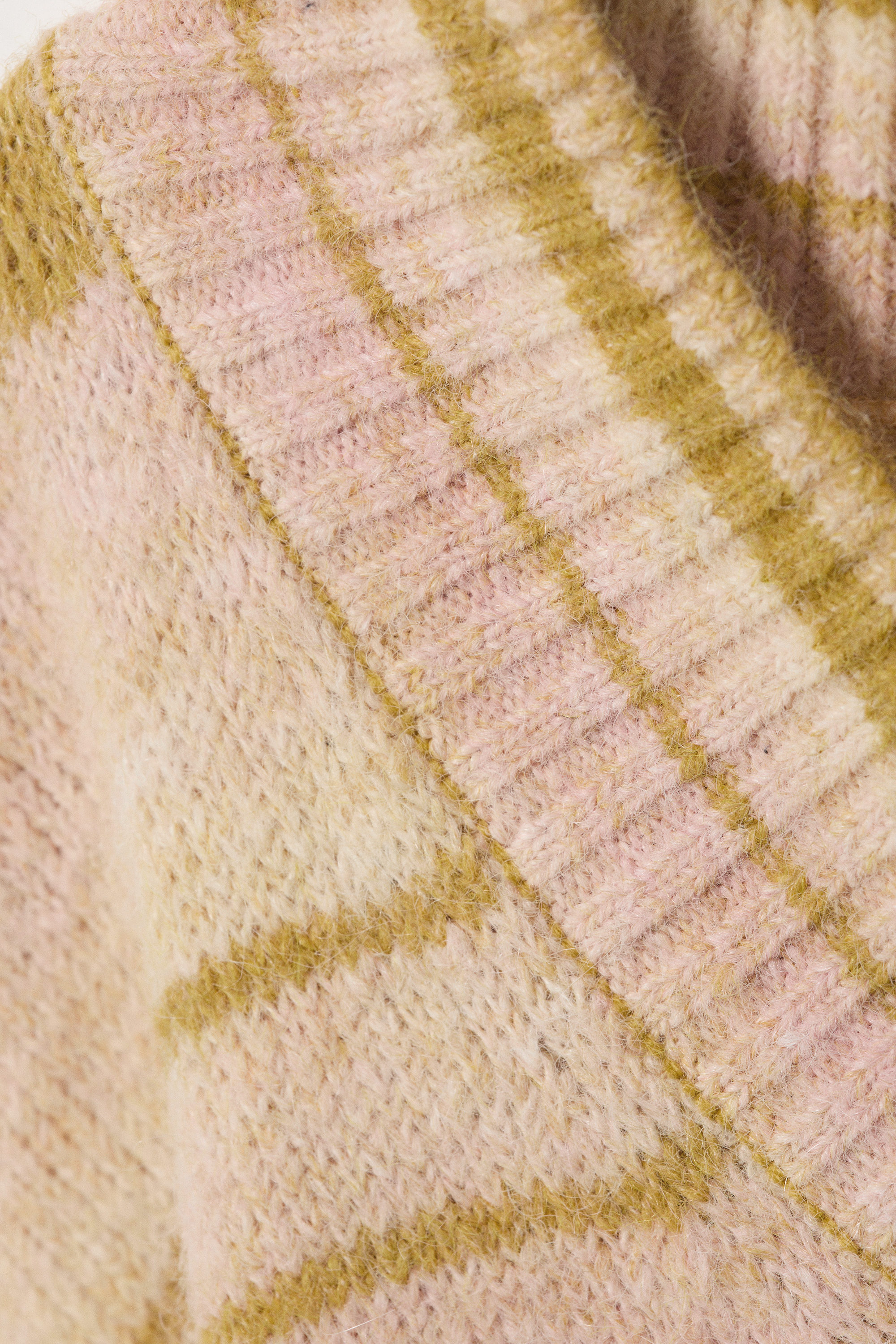 Gelb gestreift - Oversized Strickpullover mit V-Ausschnitt - 1