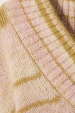 Gelb gestreift - Oversized Strickpullover mit V-Ausschnitt - 4