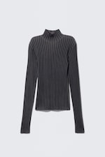 Dark Blue Stripe - Ribbed Fitted Turtleneck - 3