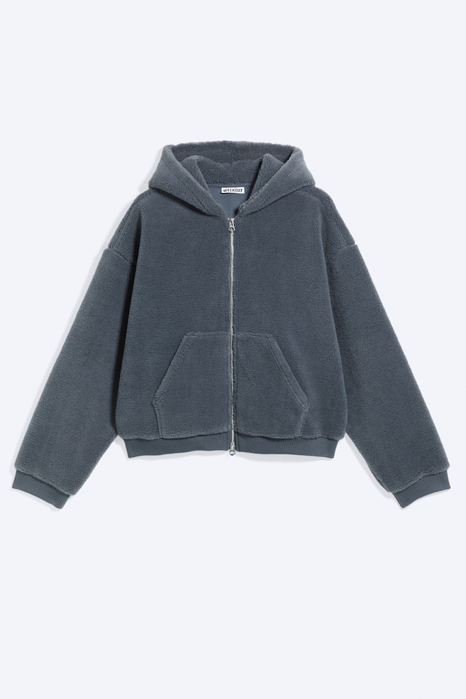 Fleece-Hoodie mit Zwei-Wege-Reißverschluss - Dunkelgrau/Dunkelbraun - 1