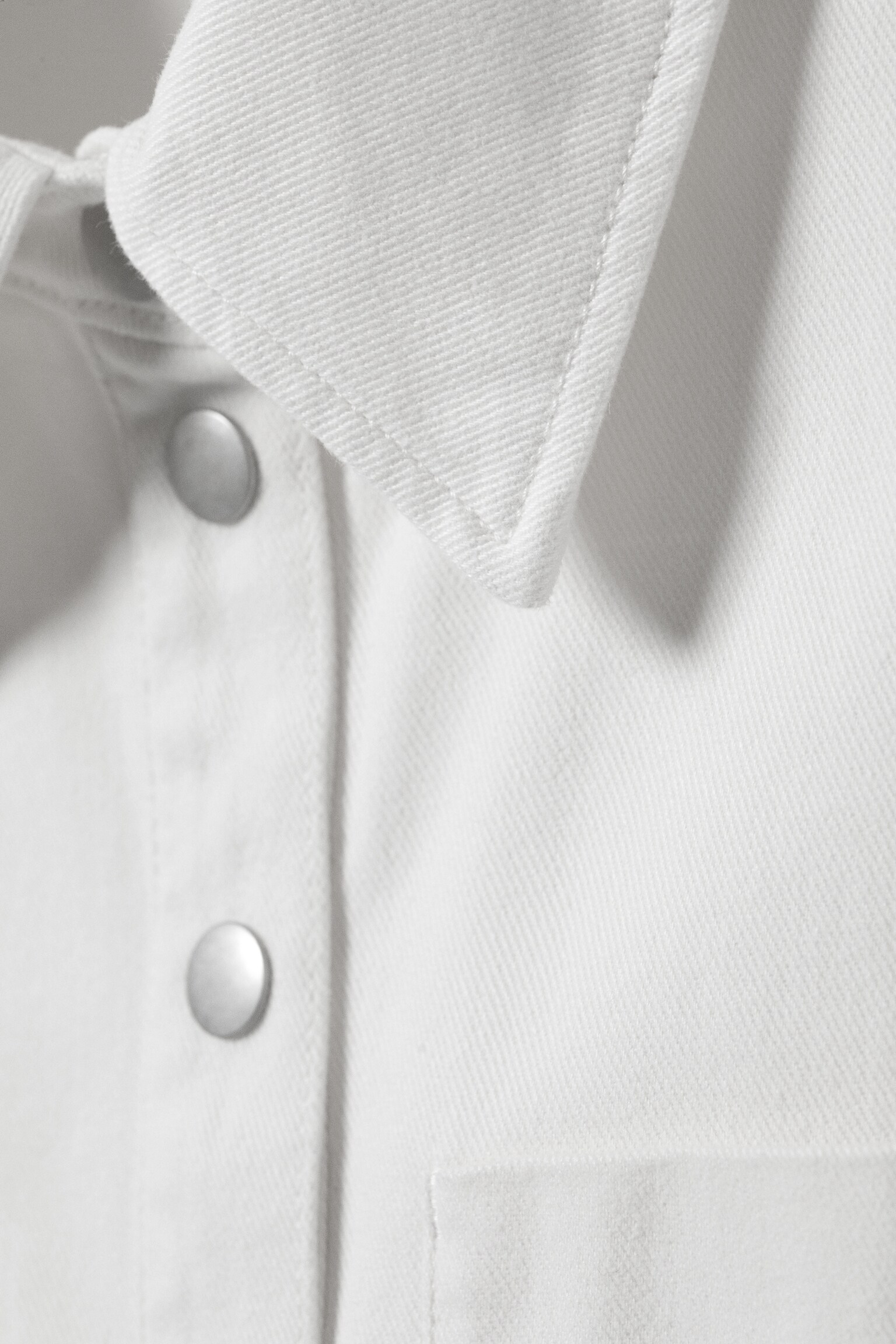 Cap-Sleeved Cotton Twill Shirt - White - 4
