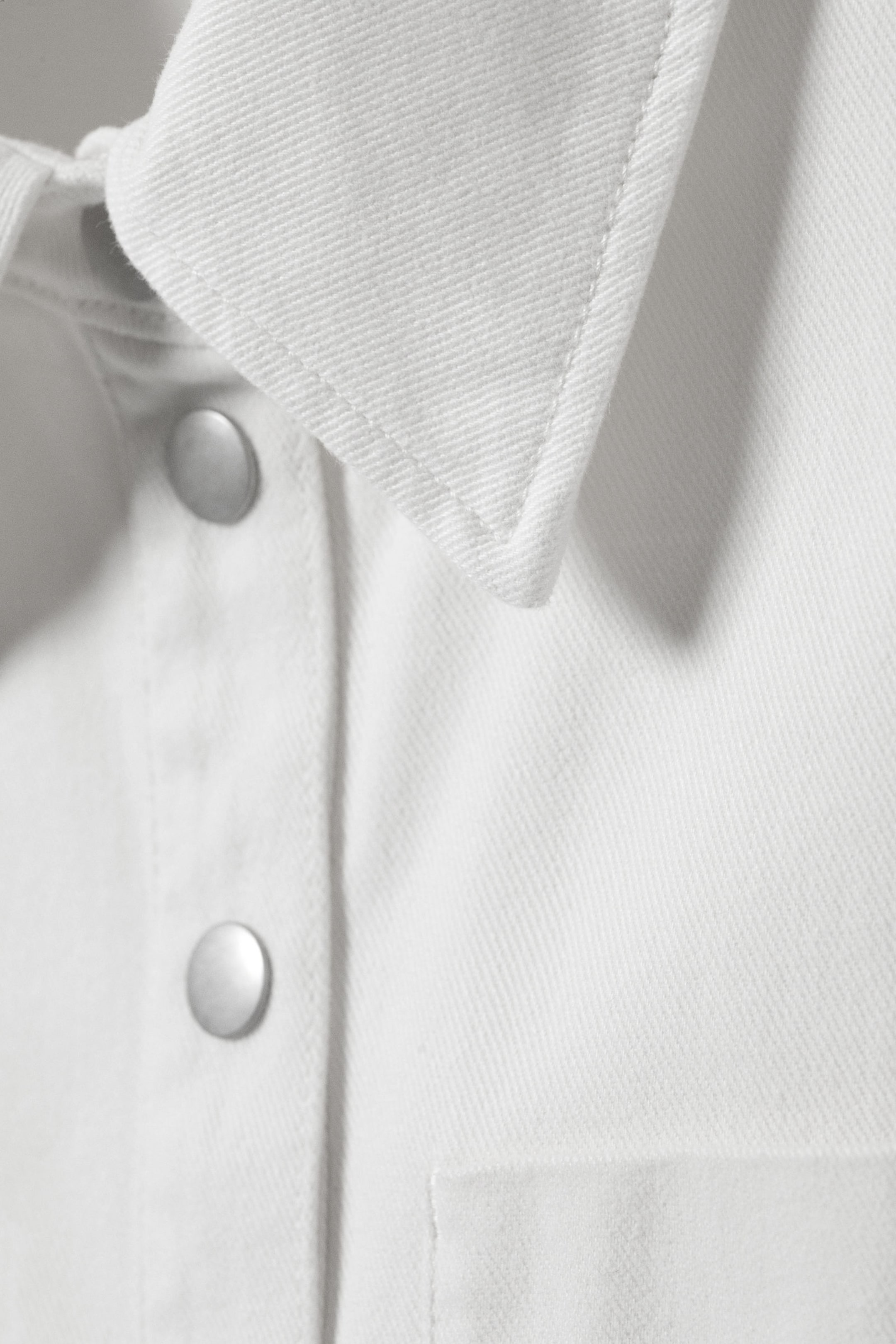 White - Cap-Sleeved Cotton Twill Shirt - 4