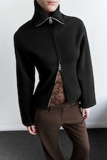 Svart - Figurnær sweatshirt med glidelås - 1