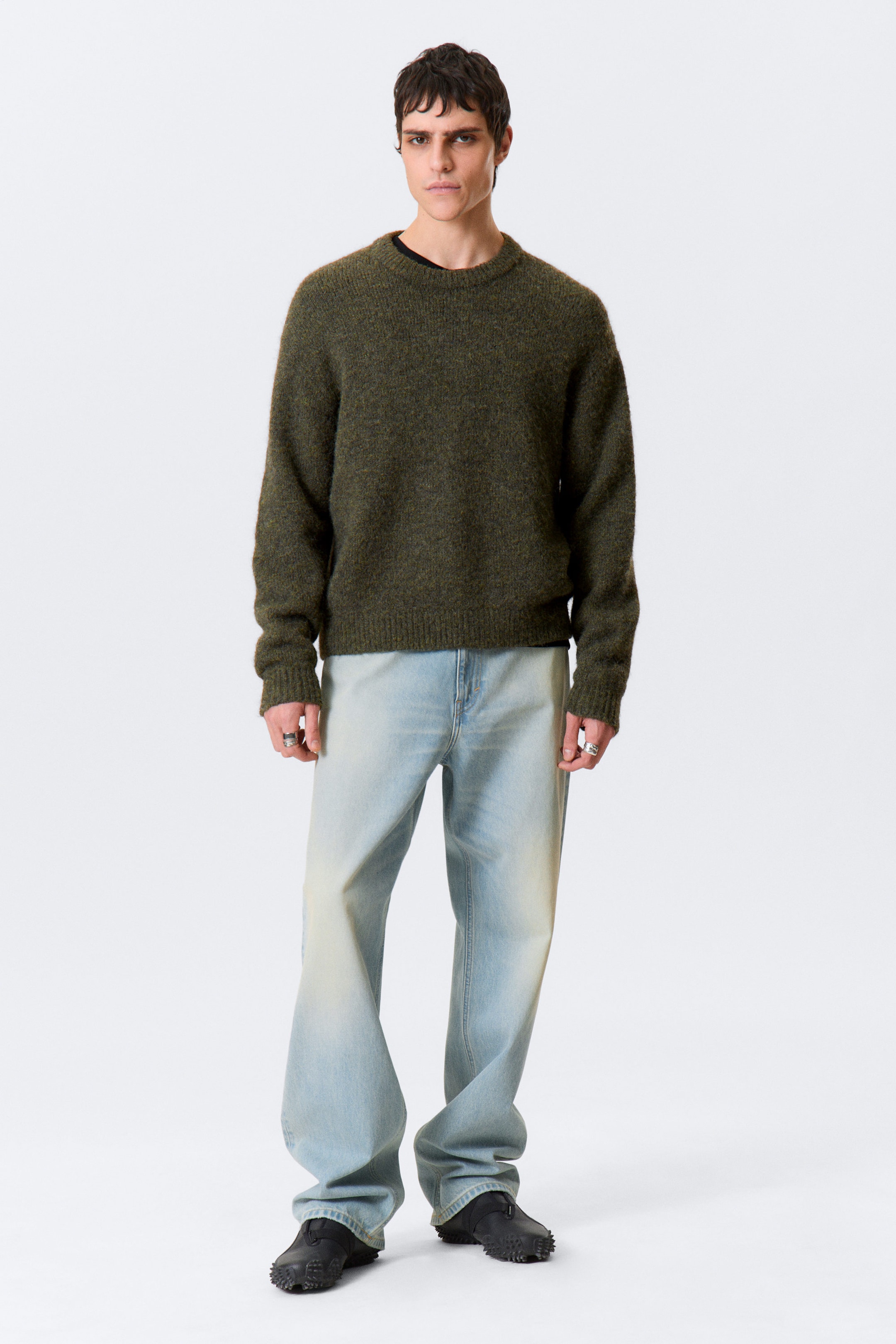 Dunkelgrün - Strickpullover aus einer Wollmischung - 3