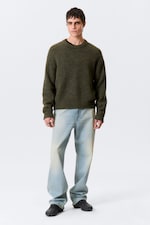 Dunkelgrün - Strickpullover aus einer Wollmischung - 3