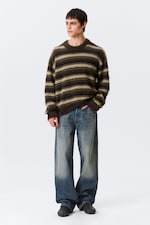 Brown Multi Stripes - Relaxed Striped Knitted Sweater - 4