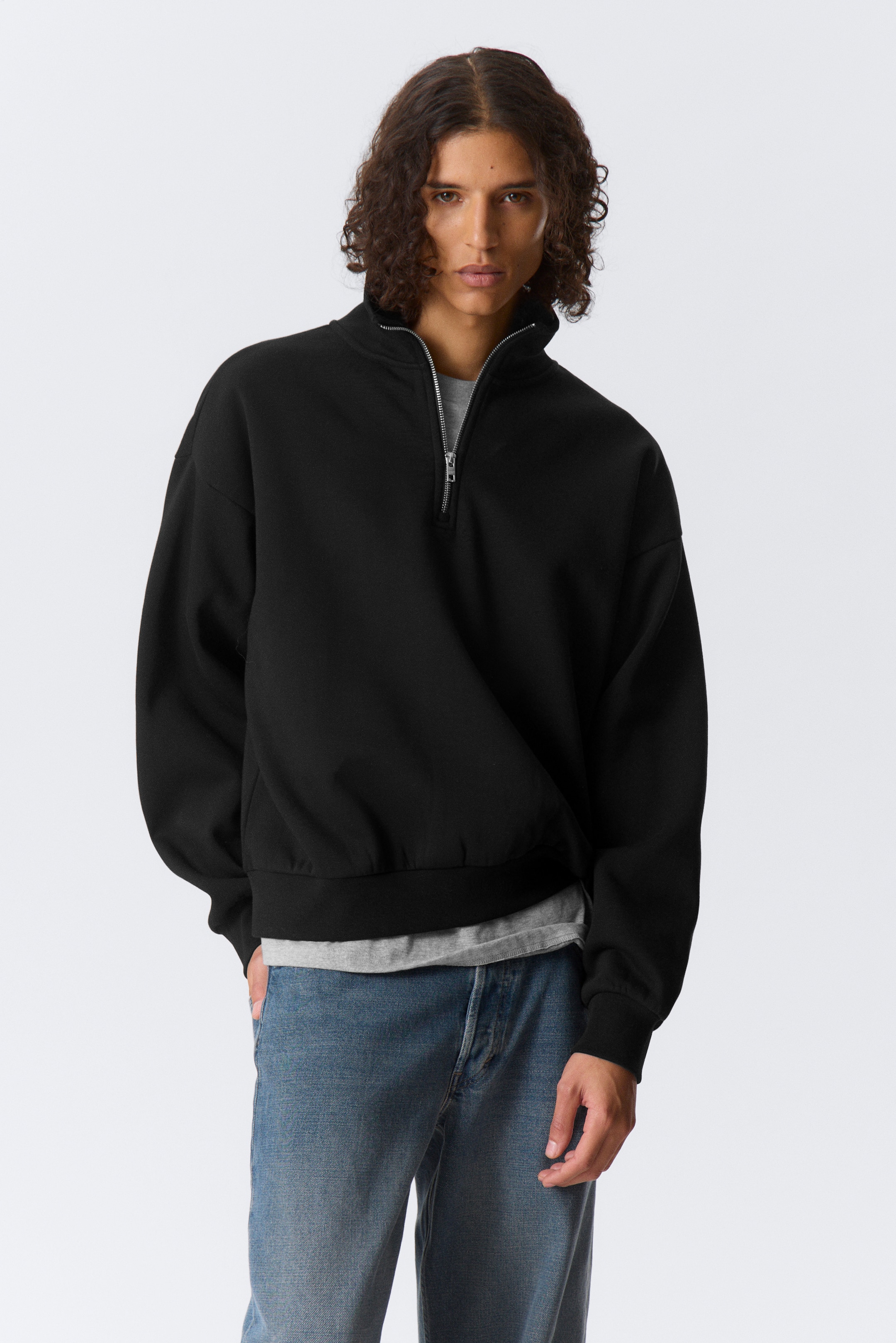 Ingrandisci l'immagine: Loose Half Zip Sweatshirt - Black - UOMO | H&M CH 1