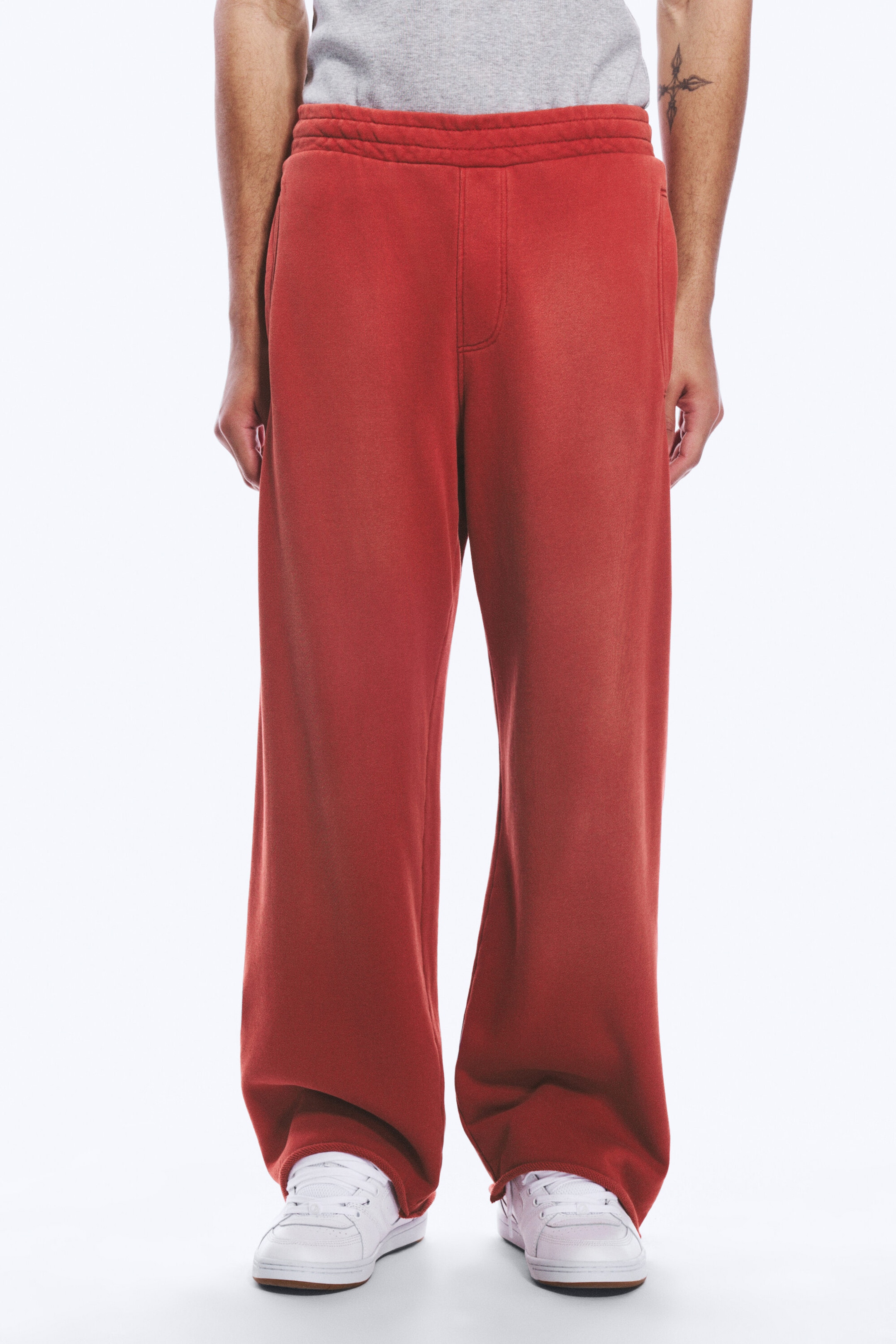 Rouge - Pantalon de jogging droit ample taille mi-haute - 2