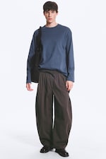 Dunkelbraun - Schlupfhose mit Barrel-Bein - 0