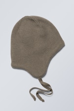 Dark Mole - Knitted Bonnet Trapper Hat - 0