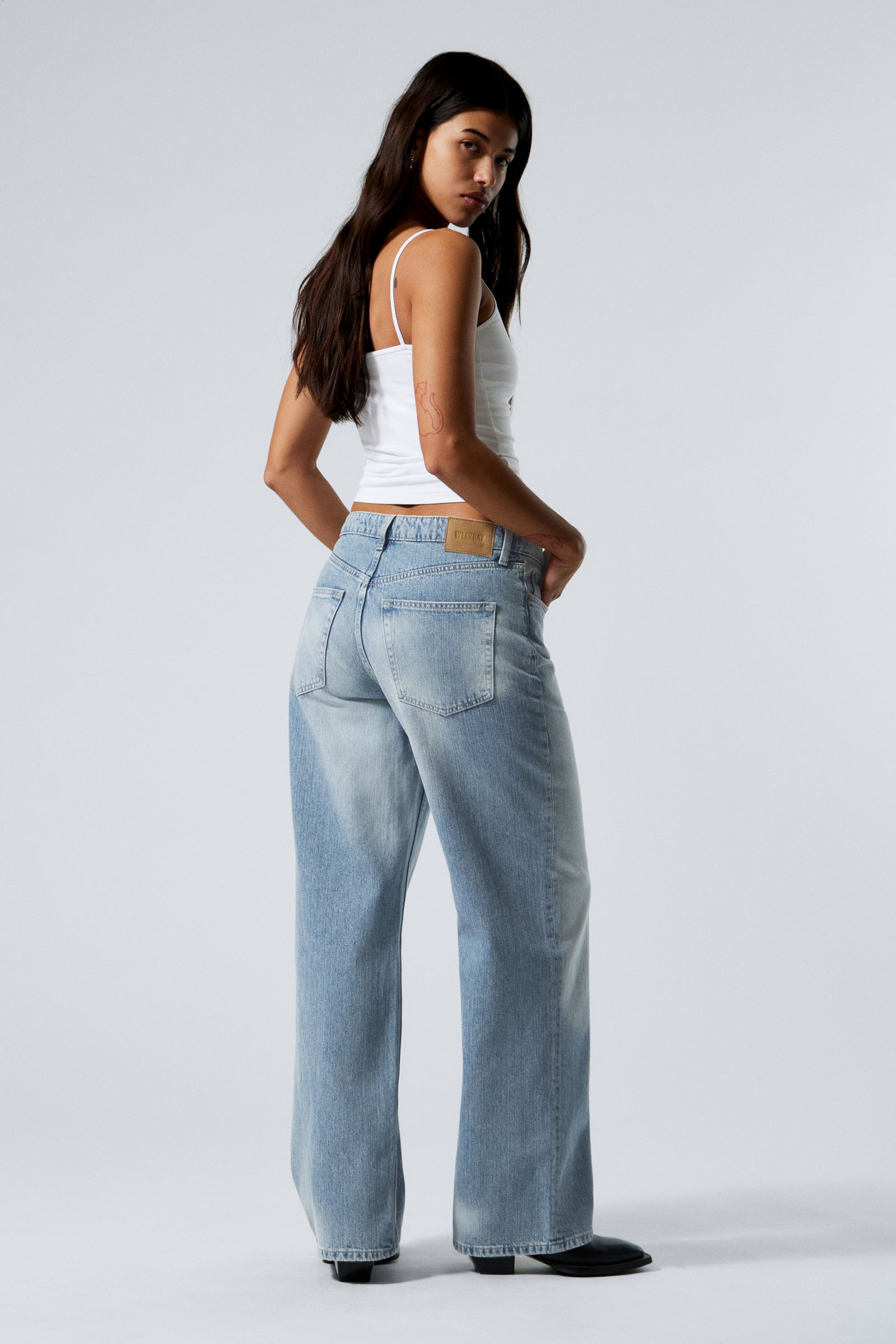 Blue Fade - Mittelblau - Area Mid Rise Loose Wide Leg Jeans - 3