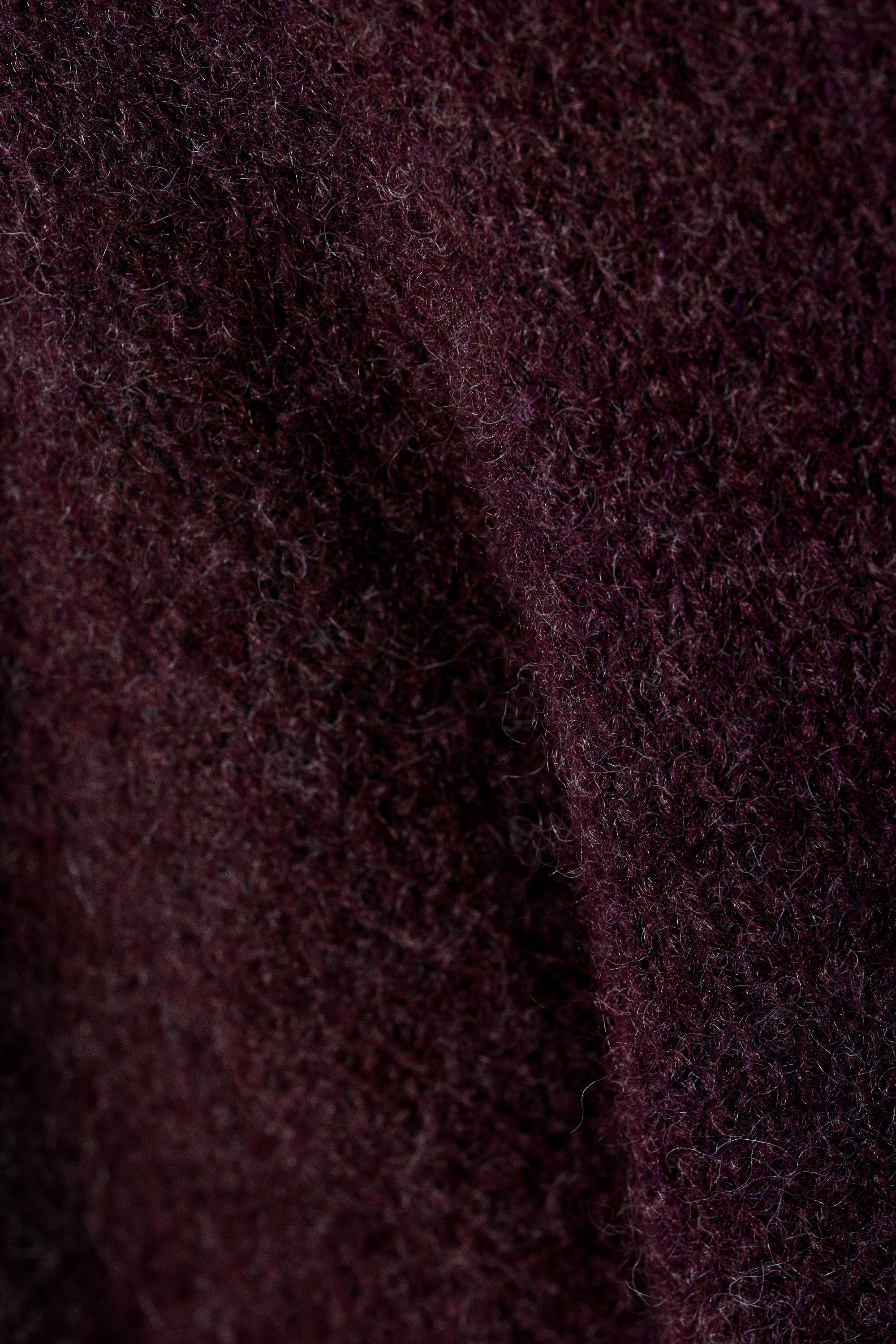 Mörkröd melange - Stickad tröja i ullblandning - 5