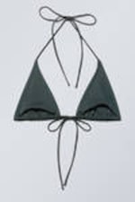 Dunkelgrün - Triangel-Bikinioberteil mit Trägern - 1