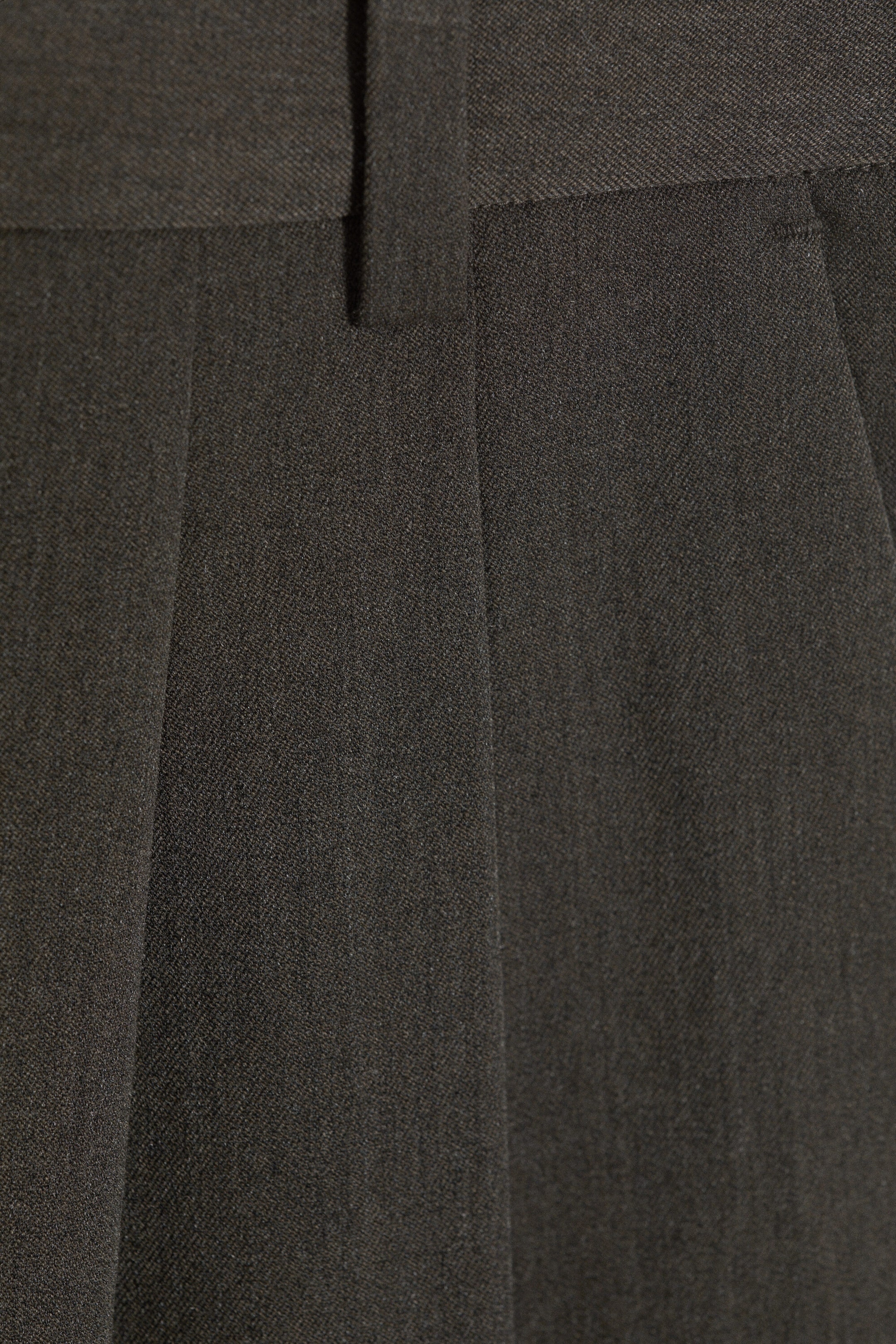 Dark Khaki Green Melange - low waist Pleated suit trousers - 1