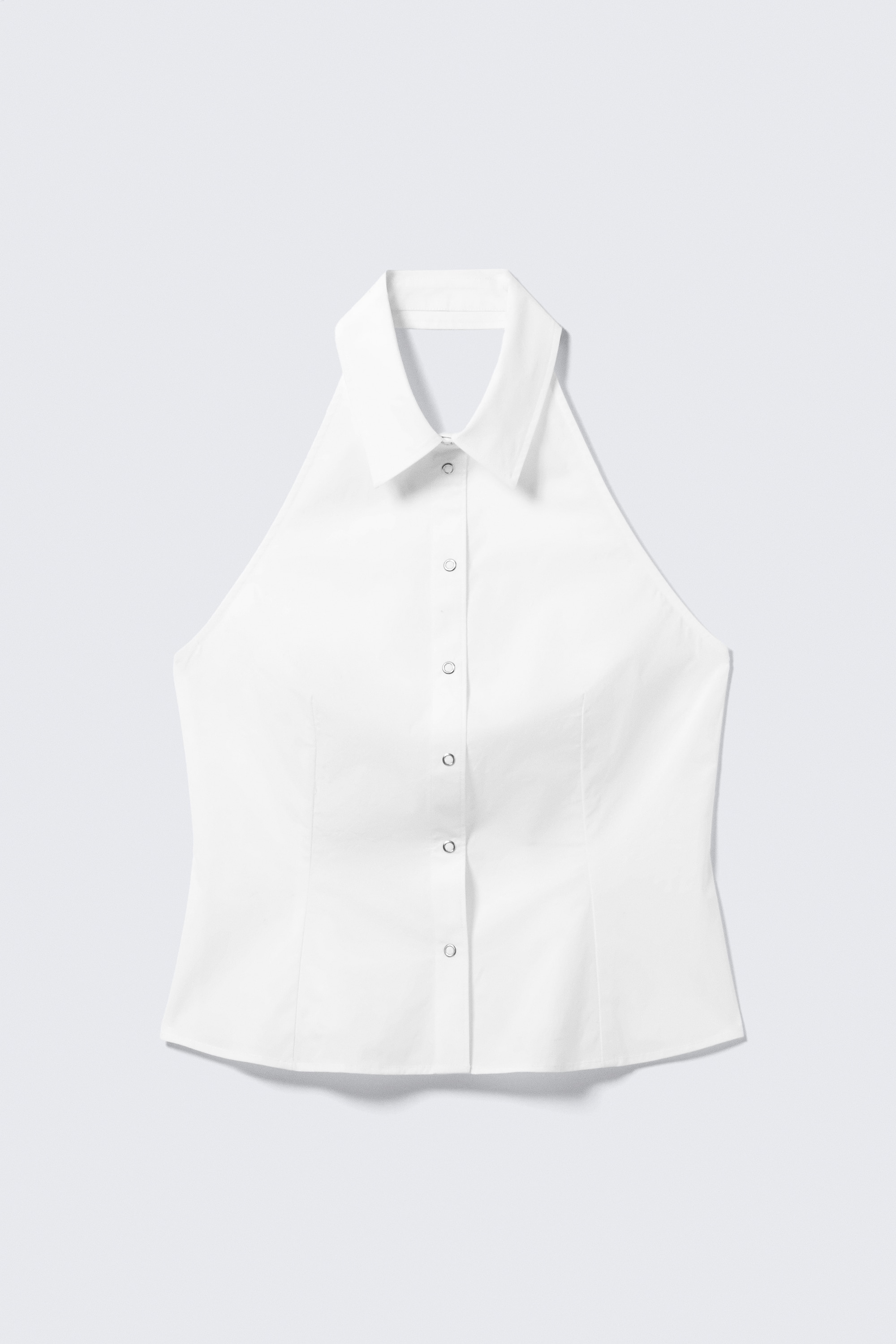 Sleeveless Halterneck Shirt Top - Wit/Zwart