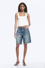 Radio Blue - Medium Blue - Monterey denim short met lage taille - 1