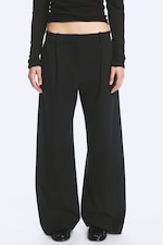 Checked Dark Grey - Low Waist Wide Suiting Trousers - 1