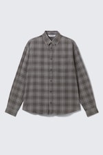 Checked Washed Grey - Washed Checked Button-Down Flannel Shirt - 4