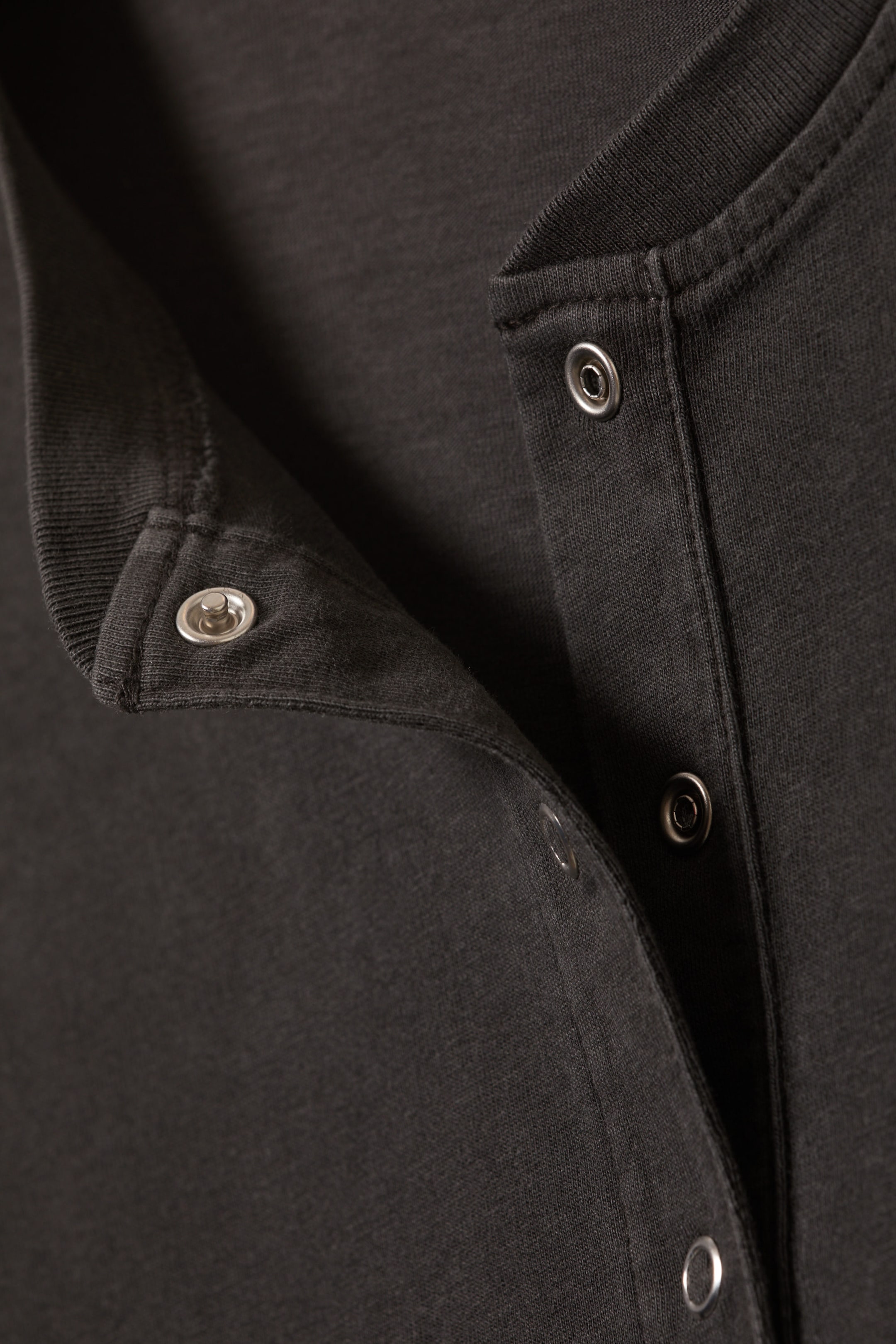 Dark Grey - Boxy Long-Sleeved Henley T-shirt - 4