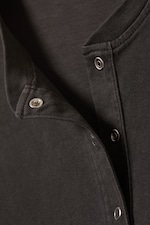 Dark Grey - Boxy Long-Sleeved Henley T-shirt - 4