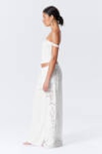 White - Broderie Anglaise Loose Fit Trousers - 2