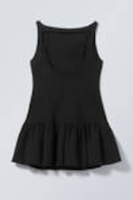 Schwarz - Ärmelloses Twill-Minikleid - 5