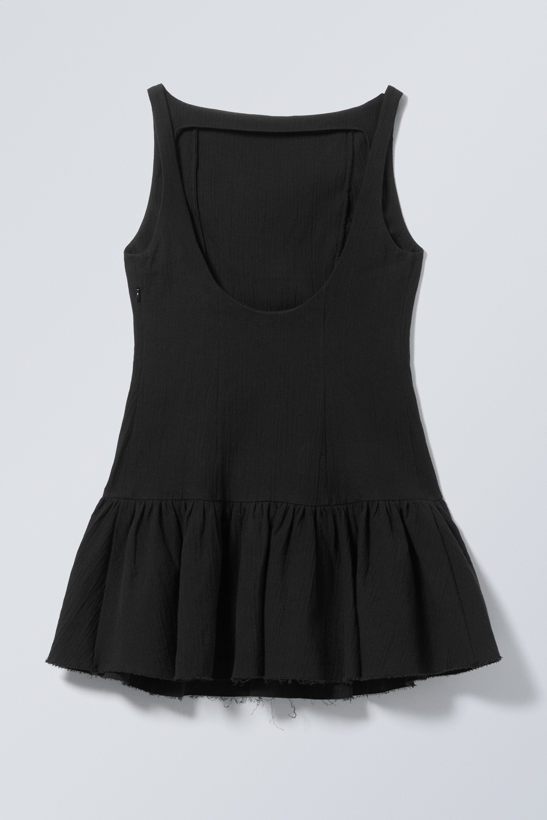 Black - Sleeveless Twill Mini Dress - 2