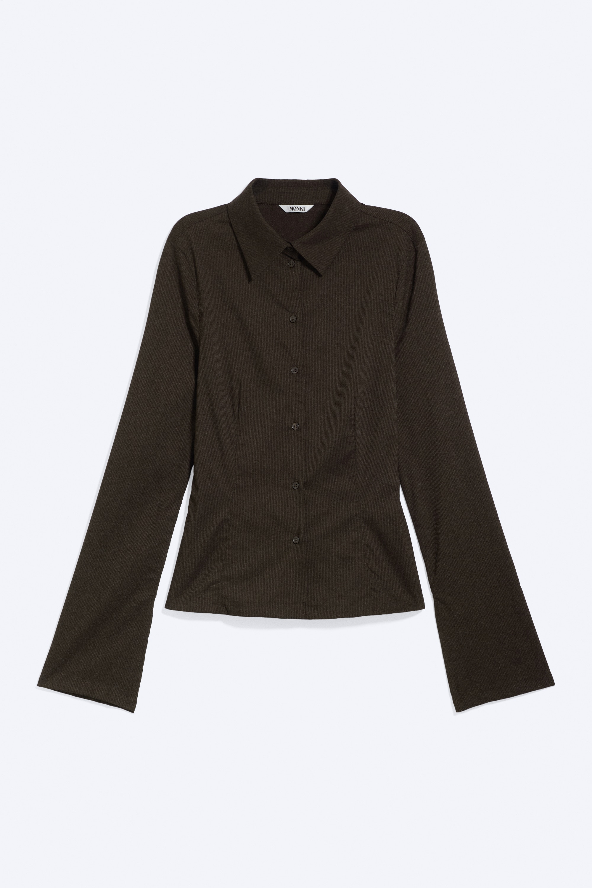 Fitted Buttoned Shirt - Dark Brown/White