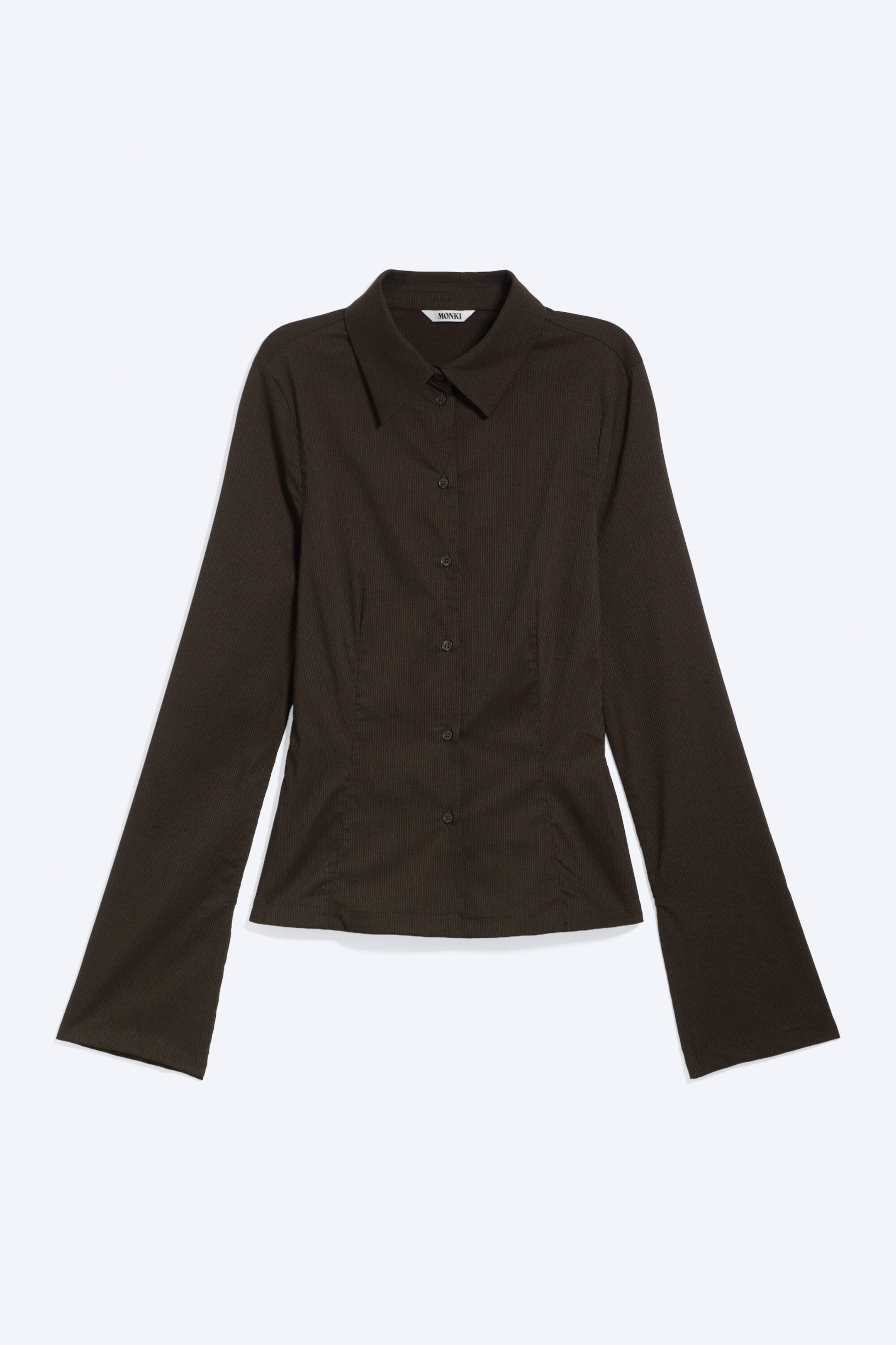Dark Brown - Fitted Buttoned Shirt - 4