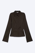 Dark Brown - Fitted Buttoned Shirt - 4