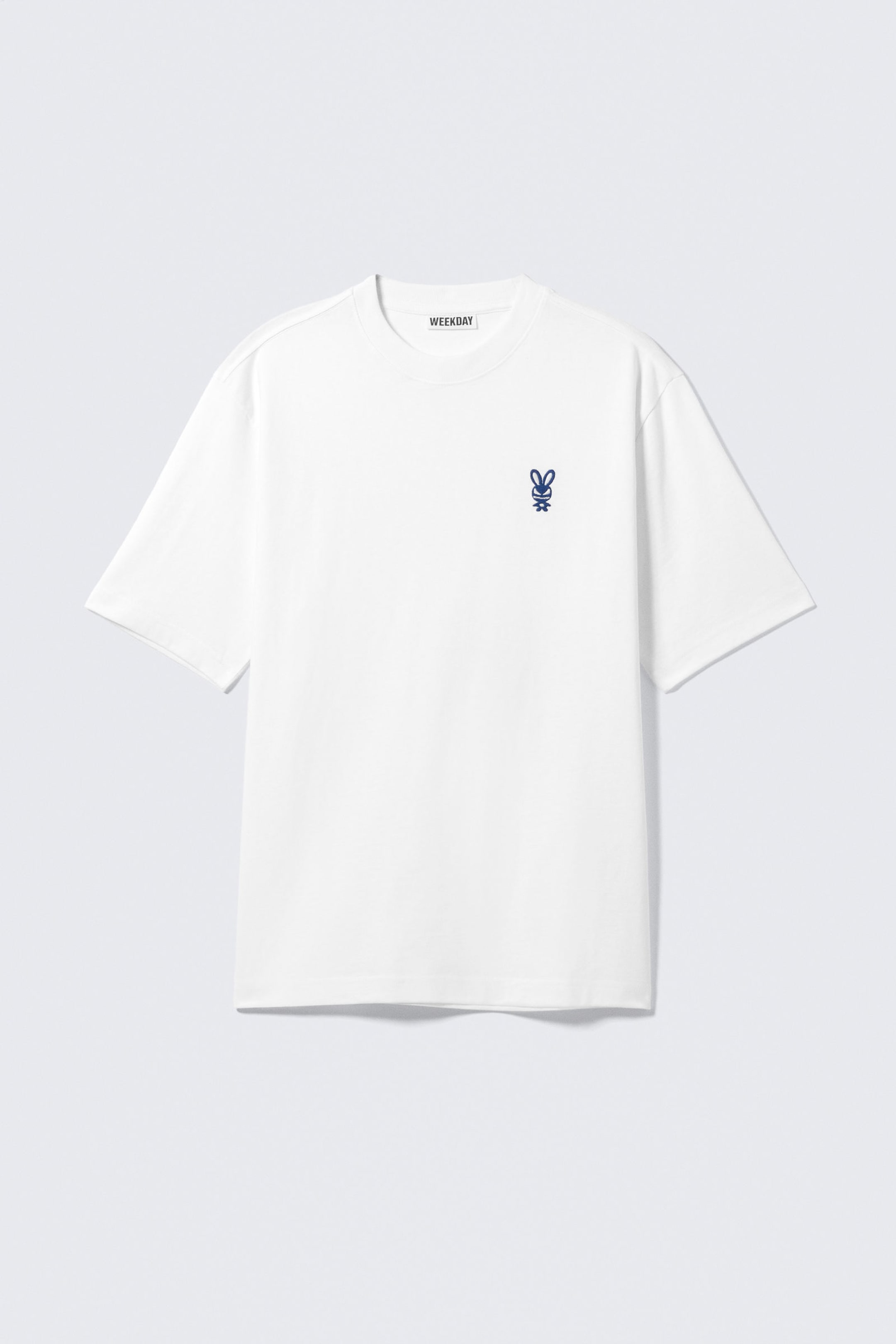 White - Embroidered Bunny - Relaxed Graphic Printed T-shirt - 4
