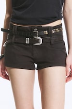 Donkergrijs - Double Loop Mini Shorts - 1