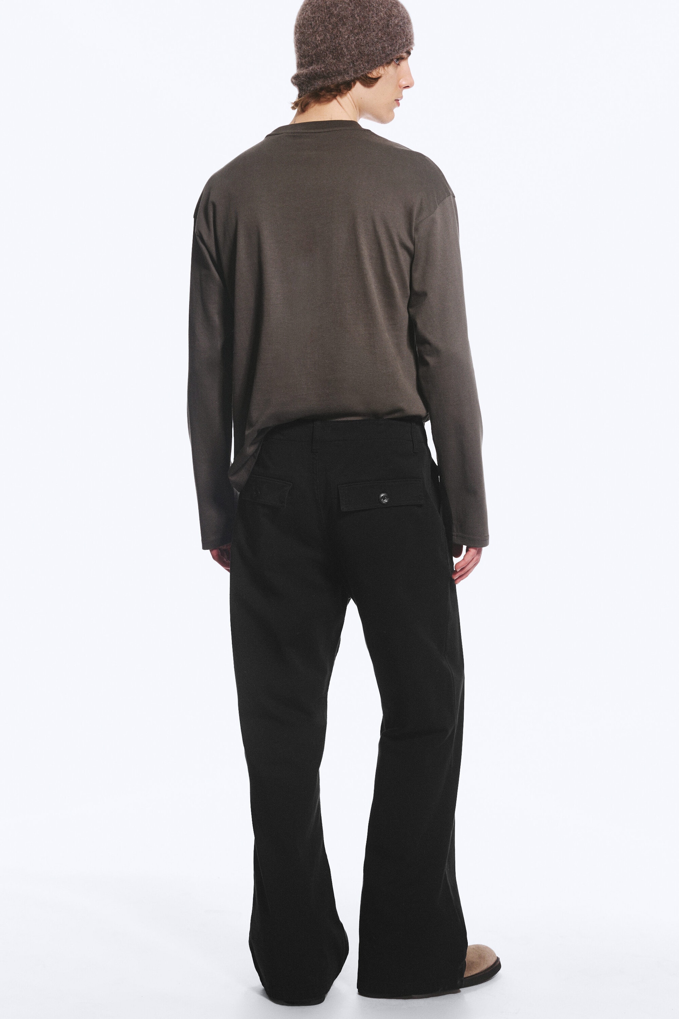 Svart - Lågmidjade bootcut-workwear-byxor - 3