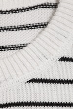 Weiß gestreift - Gestrickter Baumwollpullover - 5