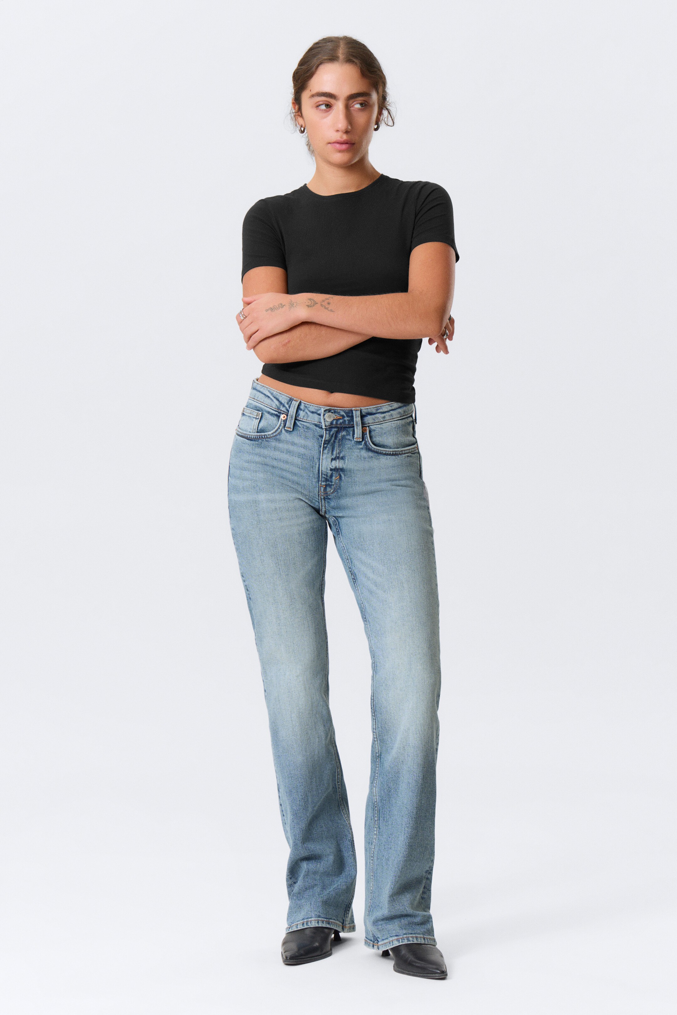 View larger image: Tension Mid Rise Slim Bootcut Leg Jeans - Kimberley Blue - Medium Blue - Ladies | H&M GB 1