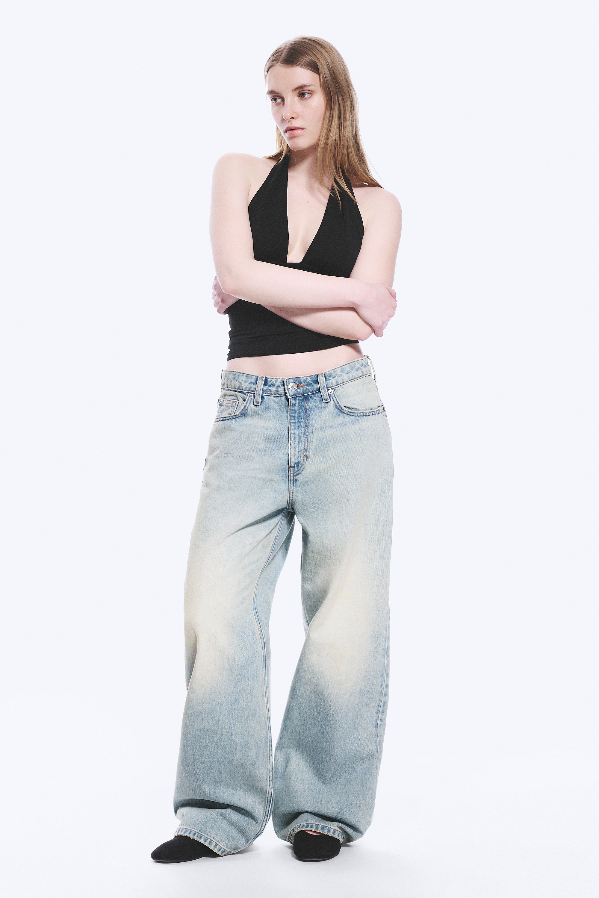 Missy Jeans De Cintura Baixa Corte Reto E Solto-Azul Roto - Azul Claro