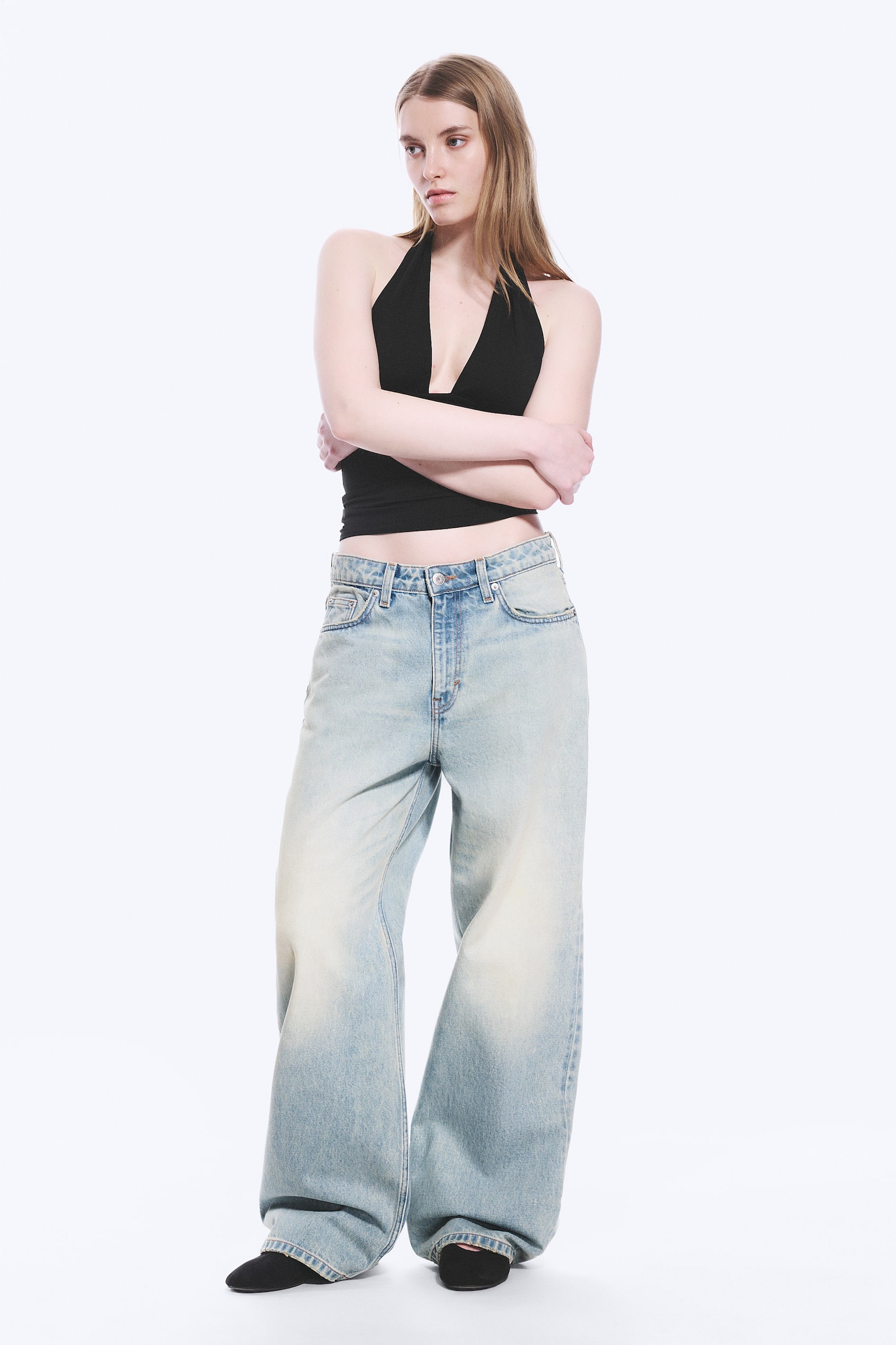 Jeans Missy loose a vita bassa con straight leg - Broken Blue - Azzurro/Lavaggio blu – Blu scuro/Bianco sporco - Bianco/Blue Horses – Blu medio/Nero deciso – Nero - 1