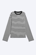 Striped White/Black - Loose Boxy Long-Sleeved T-shirt - 3