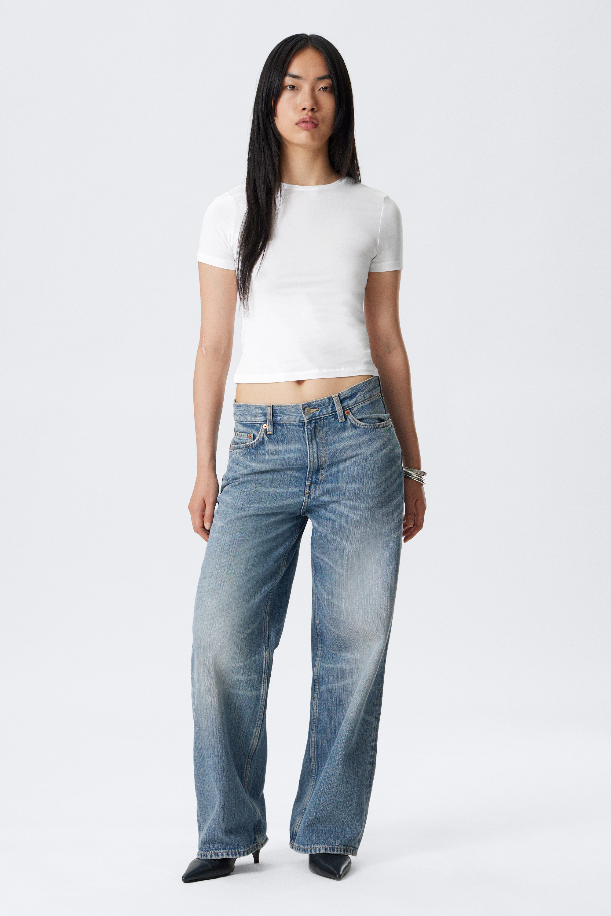 Blue Stream - Medium Blue - Dynasty Low Rise Loose Wide Leg Jeans - 1