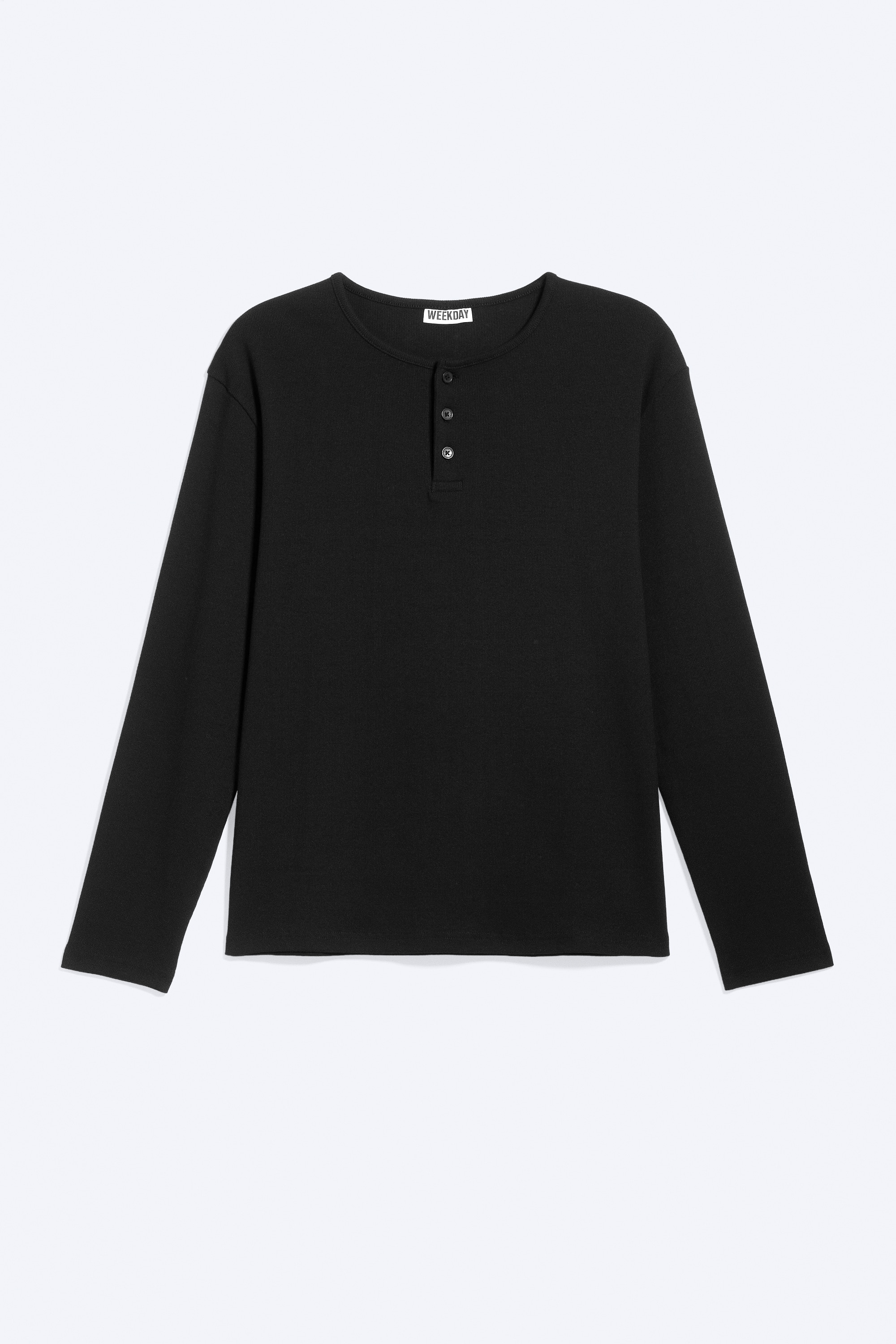 Bavlnený henley s dlhými rukávmi - Black/Ekru