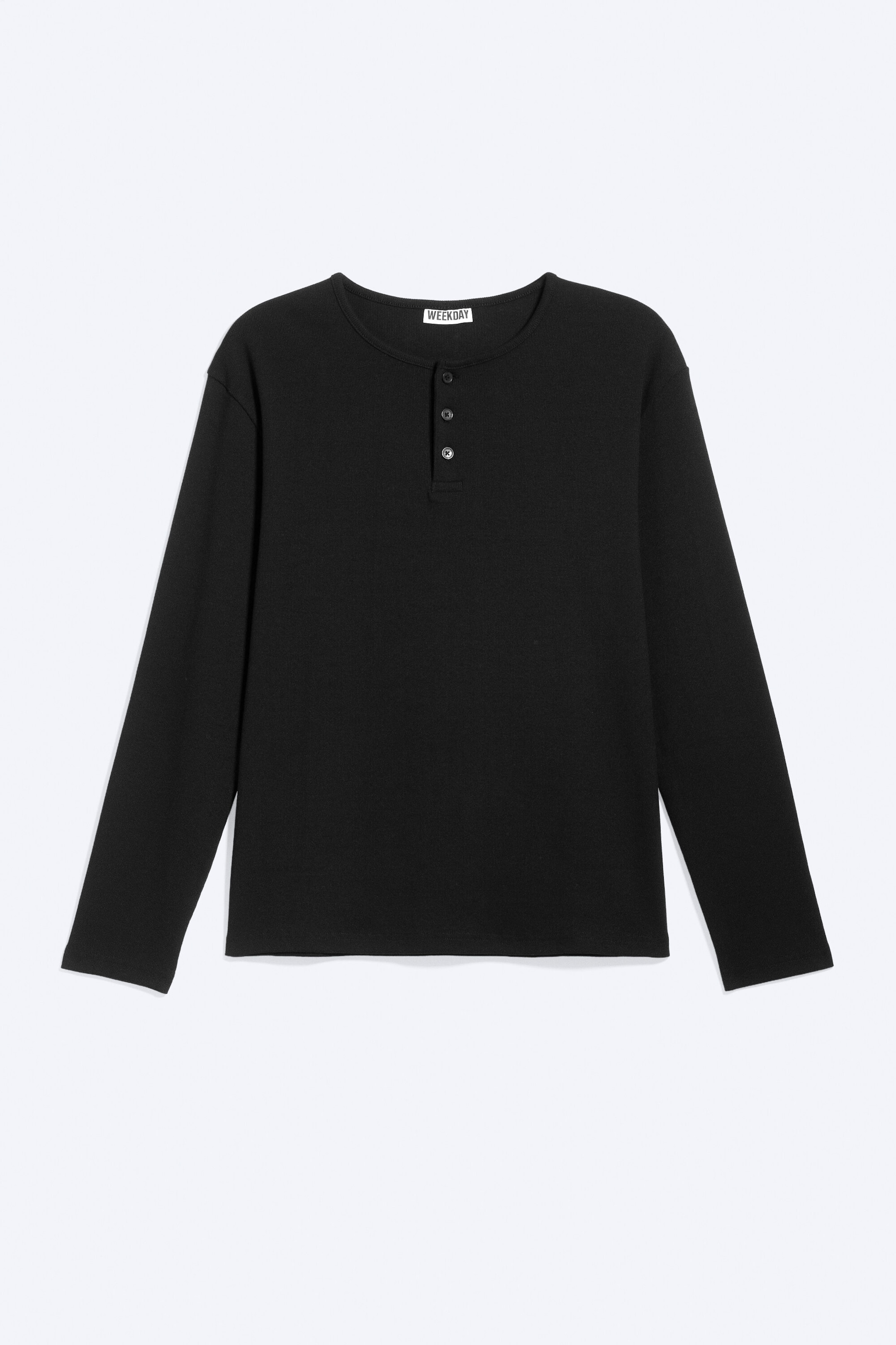 Black - Long-sleeved cotton henley - 4