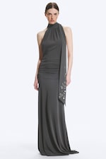 Mørkegrå - Halter maxi-kjole - 0
